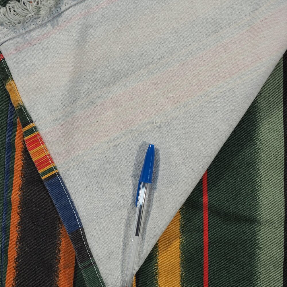 Vintage Gitano Skirt Women 11 12 Green Blue Stripe Wrap Raw Edge Hippie Retro - Picture 4 of 10